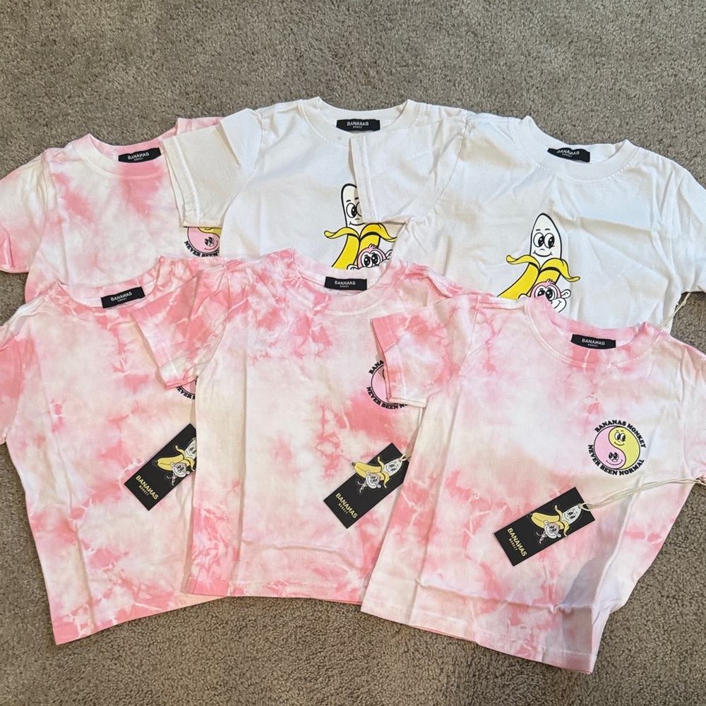 NWT Bundle Pack (6) Banana Monkey Kids short sleeve tee with bags. Sz.4T
